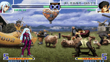 hula and tori are fighting in a video game with sheep in the foreground