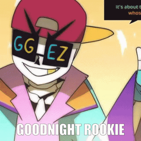 a cartoon character is wearing a hat and sunglasses and says goodnight rookie .