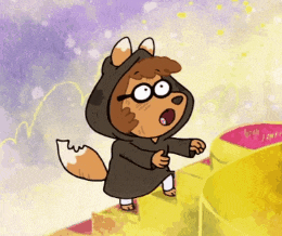 a cartoon of a fox wearing glasses and a hoodie