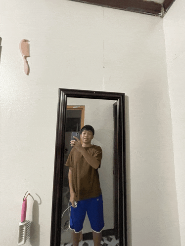 a man is taking a selfie in front of a mirror