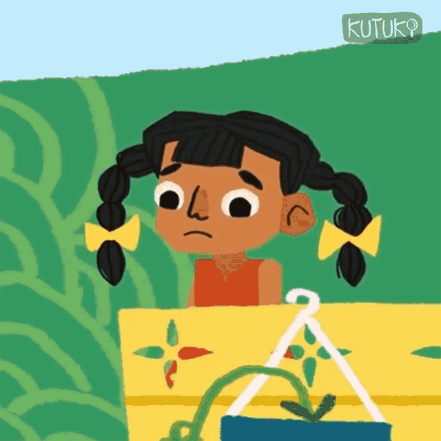 a cartoon drawing of a girl with the word kutuk written on the bottom