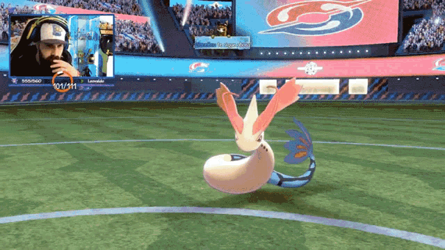 a video game screen shows a pokemon being thrown at another pokemon