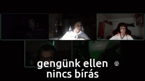 a screen shot of a video call with the words gengunk ellen nincs biras at the bottom