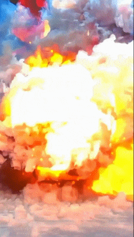 a painting of a colorful explosion with a white background