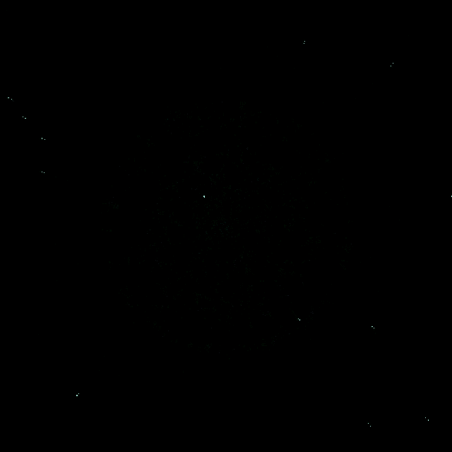 a blue sphere is surrounded by smaller spheres on a dark background