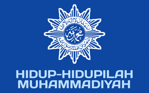 a blue background with the words hidup-hidupilah muhammadiyah on the bottom