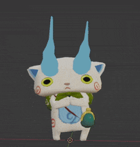 a 3d model of a cartoon character with blue horns