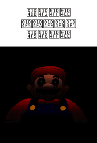 a picture of a cartoon character with red eyes and the numbers 4f5 4ea 4e8 4f1