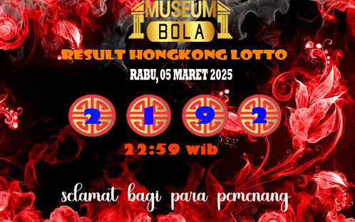 a poster that says museum bola result hong kong lotto