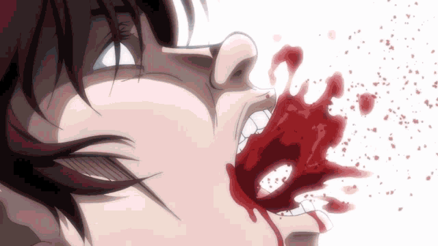 a cartoon character with blood coming out of his mouth