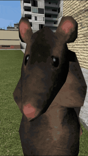 a computer generated image of a rat with a brick wall in the background