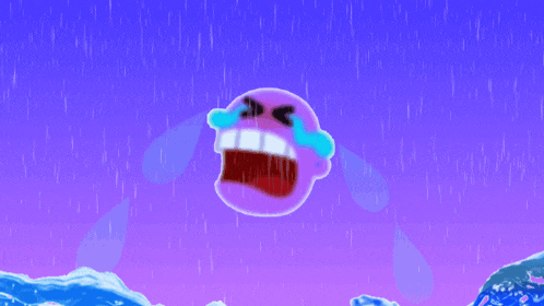 a cartoon character with tears running down its face