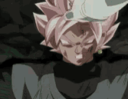 a cartoon character with pink hair and a black shirt