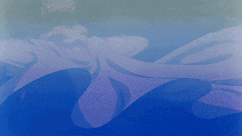 a purple and blue background with a white cloth floating in the air