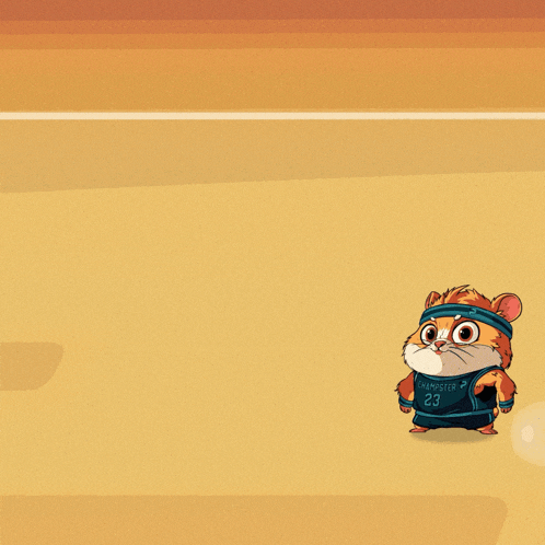 a hamster wearing a number 23 jersey is standing next to a shoe