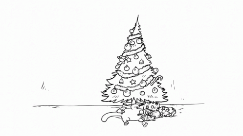 Simon'S Cat: Santa Claws - A Curious Cat Discovers Christmas. GIF - Simons Cat Christmas Tree GIFs