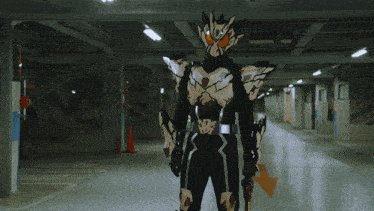 a man in a superhero costume is standing in a hallway