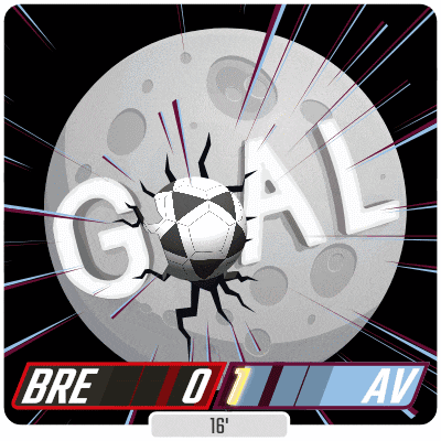 a soccer ball is breaking through a wall with the word goal written on it