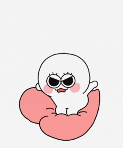 a cartoon character is jumping in the air with a pink heart behind him