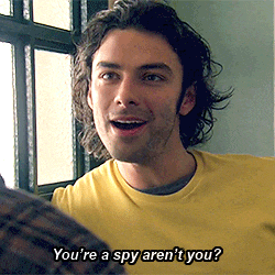 a man in a yellow shirt says " you 're a spy aren 't you ? "
