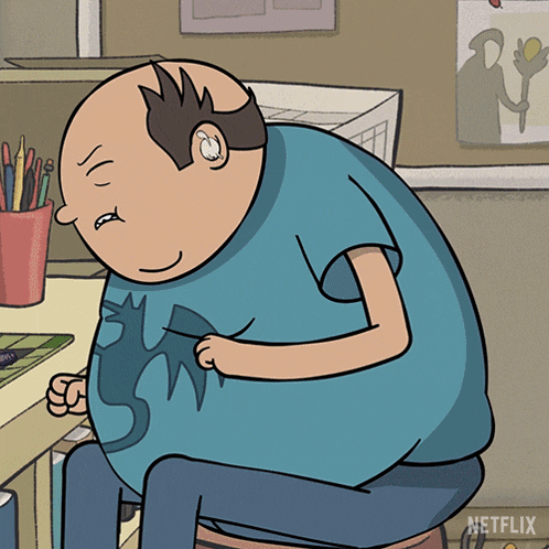 a cartoon of a man sitting on a stool with a netflix logo on the bottom