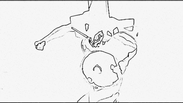 a black and white drawing of a person laying on a bed .