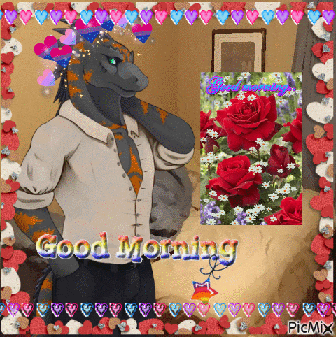 a picture of a dragon with the words good morning