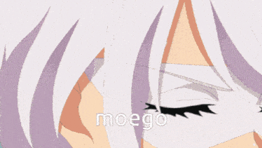 a close up of a person 's face with the word moego on the bottom right