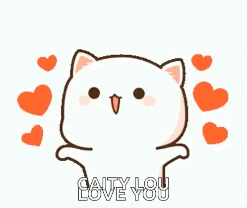 a cute cartoon cat is surrounded by hearts and says `` i love you '' .