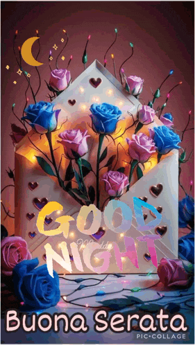 a picture of roses in an envelope with the words buona serata on it