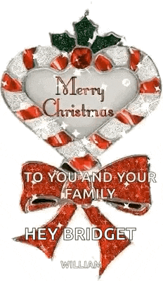 a merry christmas to you and your family greeting card with a candy cane heart and a bow .