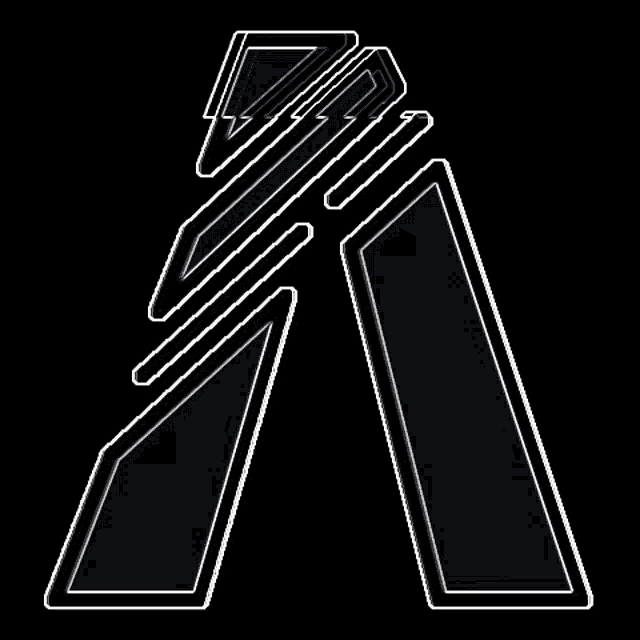 a black background with a white outline of the letter a