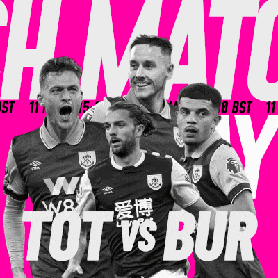 four soccer players are on a pink background with the words tot vs bur