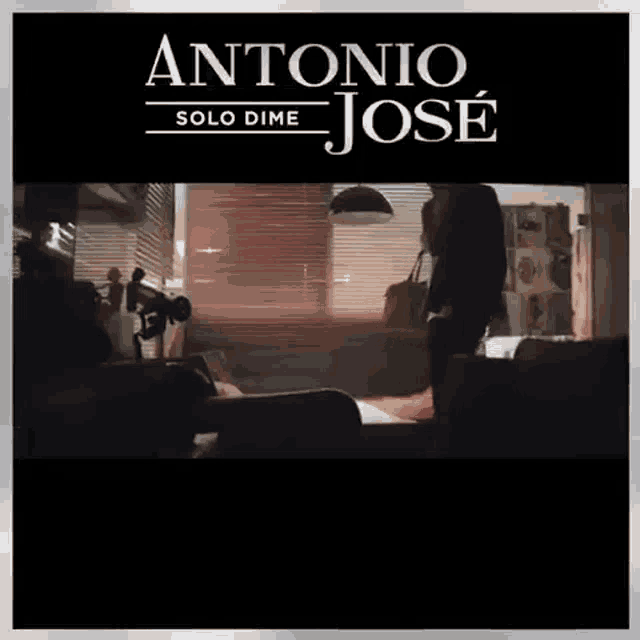 a poster for antonio jose shows a man in a living room