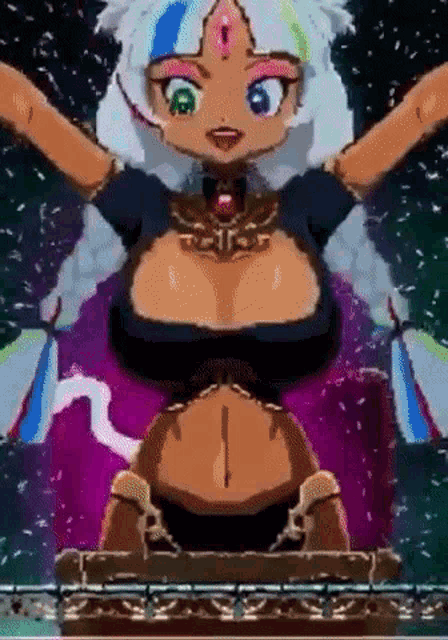 a cartoon drawing of a woman with a huge breast