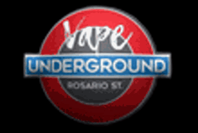 a logo for vape underground shows a red and blue circle