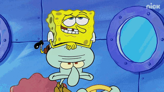 a cartoon of spongebob and squidward from the nickelodeon show
