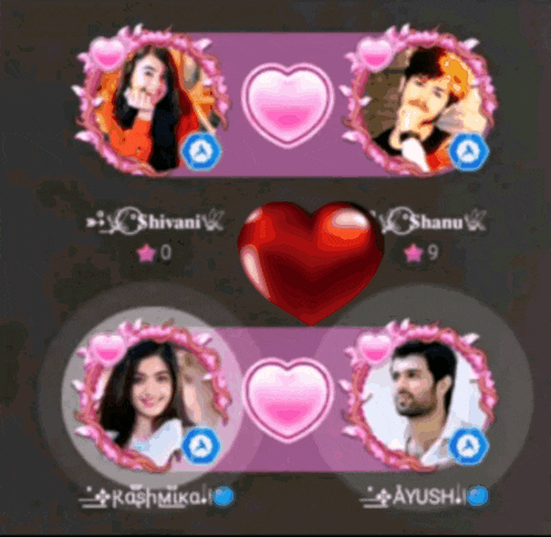 a screenshot of a video game with hearts and avatars