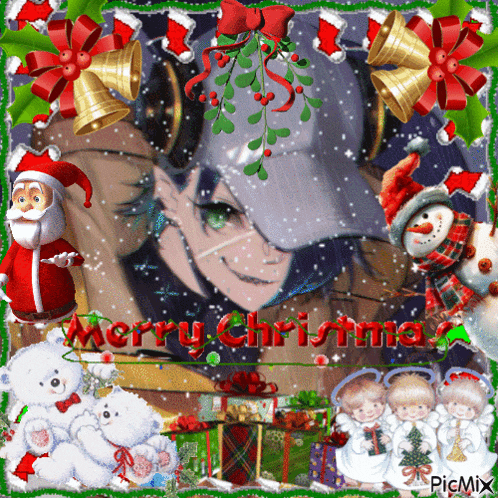 a merry christmas greeting card with a picture of a man