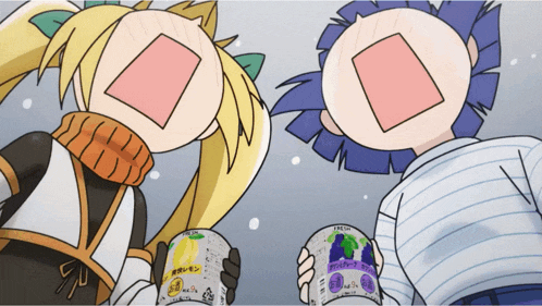 a boy and a girl are holding a can of lemon and grape juice