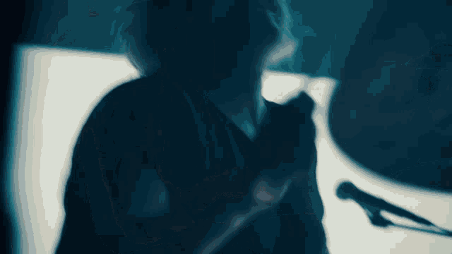 a woman 's face is visible in a blurry photo