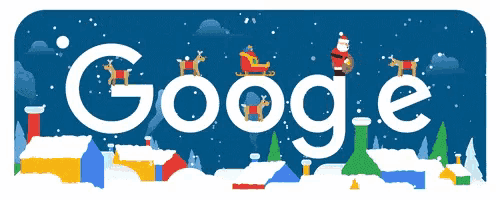 a google logo with santa and reindeer on the letters