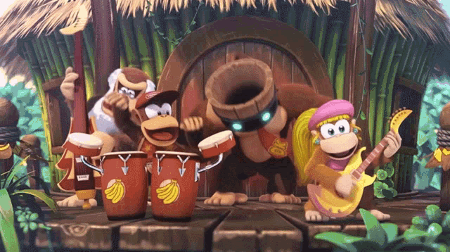 Donkey Kong Tropical Freeze Band GIF - Donkey Kong Tropical Freeze Band Music GIFs