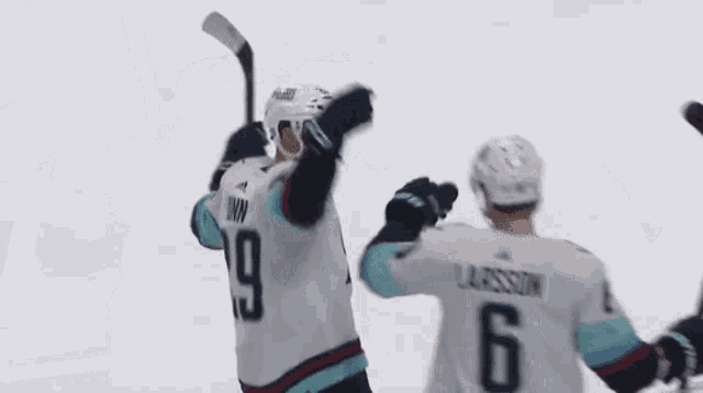 a hockey player with the name larsson on his jersey