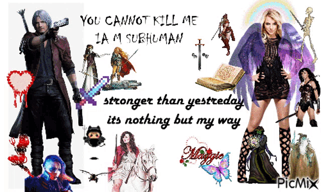 a poster that says ' you cannot kill me i am subhuman stronger than yesterday its nothing but my way '