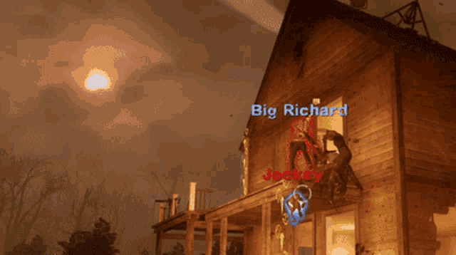 a screenshot of a video game with big richard jockey and big richard visible