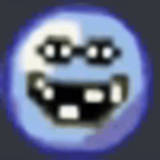 a blue circle with a cartoon face in it .