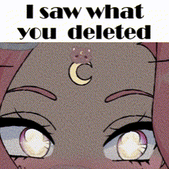 a close up of a girl 's eyes with a crescent moon on her forehead and the words i saw what you deleted