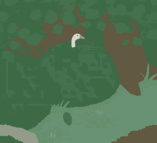 a cartoon of a duck standing in a bush