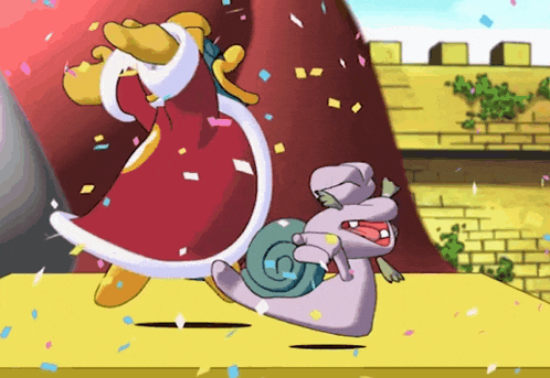 a cartoon drawing of a snail being kicked by another snail